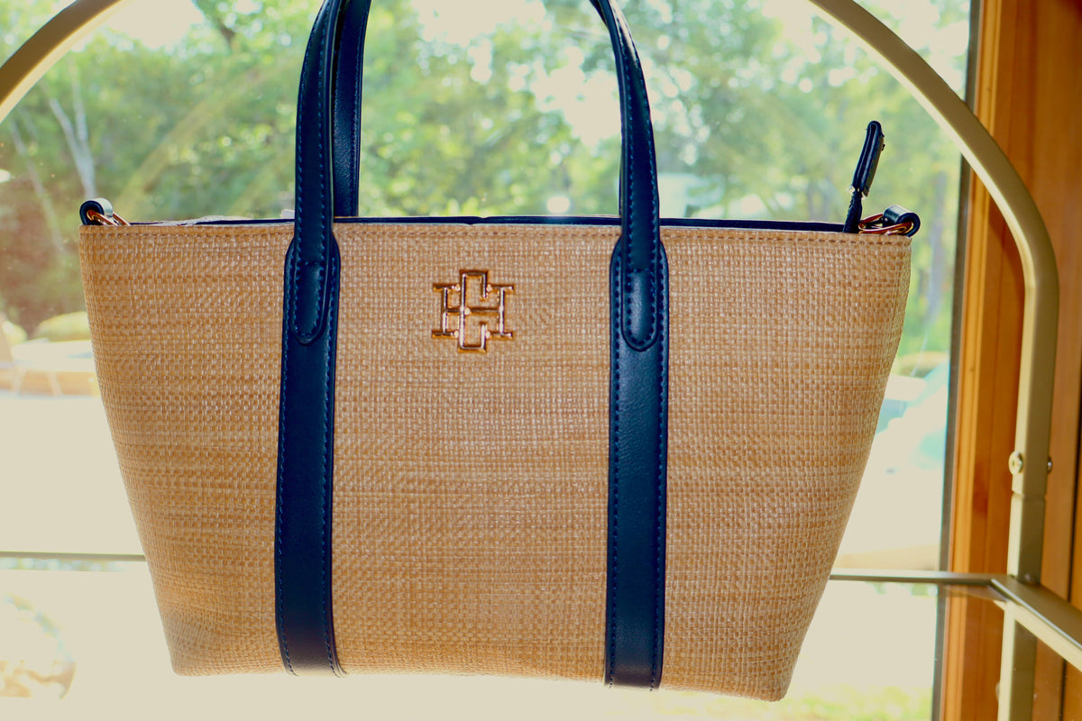 Georgie Mini Tote Natural Navy