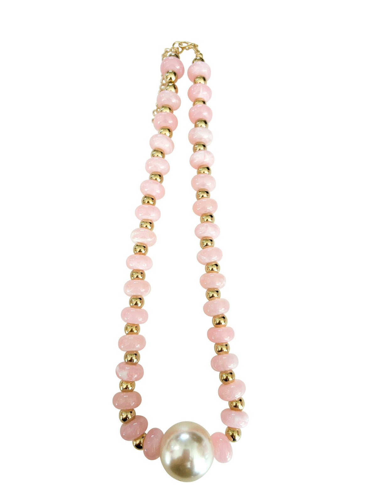 Light Pink Beaded Pearl Necklace