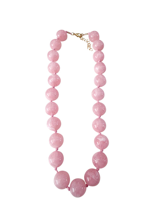Chunky Beaded Necklace- Light Pink