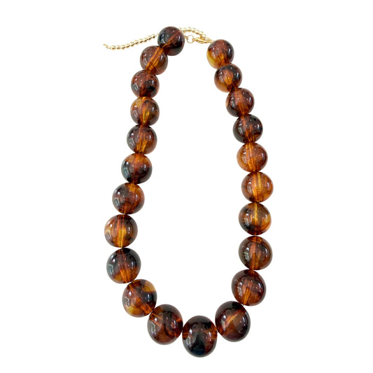 Chunky Beaded Necklace - Dark Tortoise