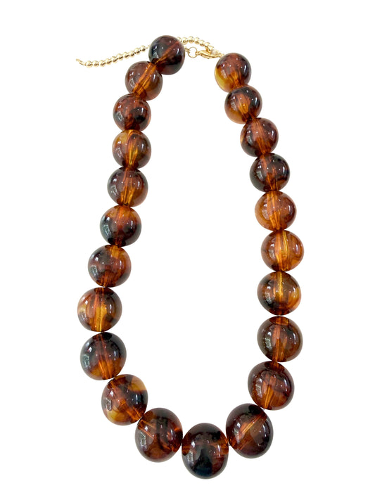 Chunky Beaded Necklace - Dark Tortoise