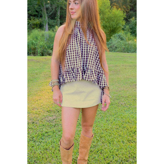 Gingham Halter Blouse