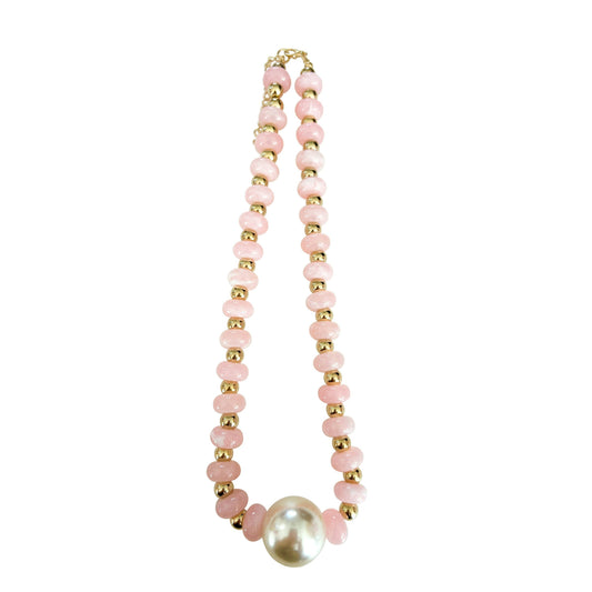 Light Pink Beaded Pearl Necklace
