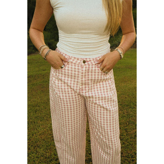 Mini Checker Barrel Pants