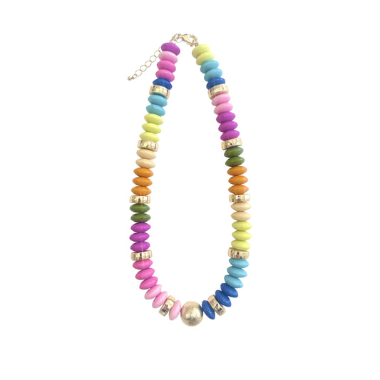 Tobie Beaded Disc Necklace - Rainbow
